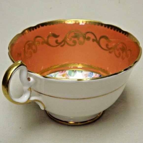 Aynsley Fine Bone China England Blush Floral Footed Tea Cup and Saucer - Picture 11 of 15